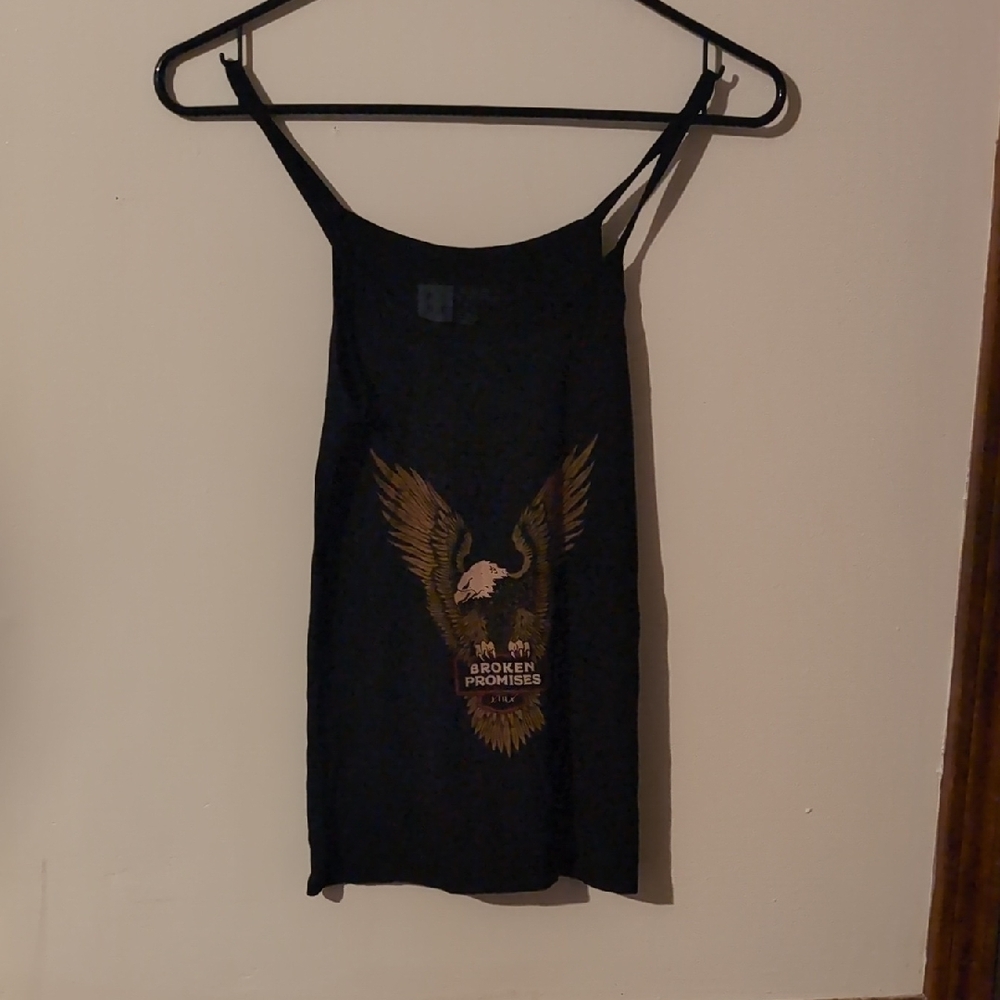 Lira Black Sleeveless Tank Top with Eagle Design